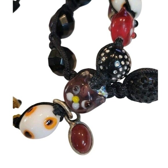 Handmade Kitty Cat Cats Lampwork glass Charm Bead  bracelet & Black Beaded Lot - Picture 4 of 6